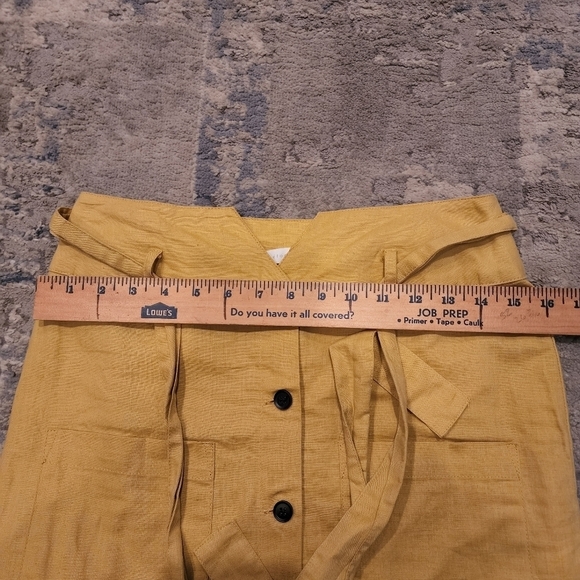 Etophe Studios linen-blend yellow midi skirt. Pockets. Belted.  Size Medium. - Picture 15 of 16